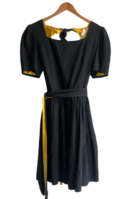 Lanvin Black & Yellow Bowtie Dress - 42