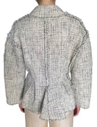 Erdem Beige & Black Cotton Tweed Pleated Raw Hem Blazer - IT 42/ US 8