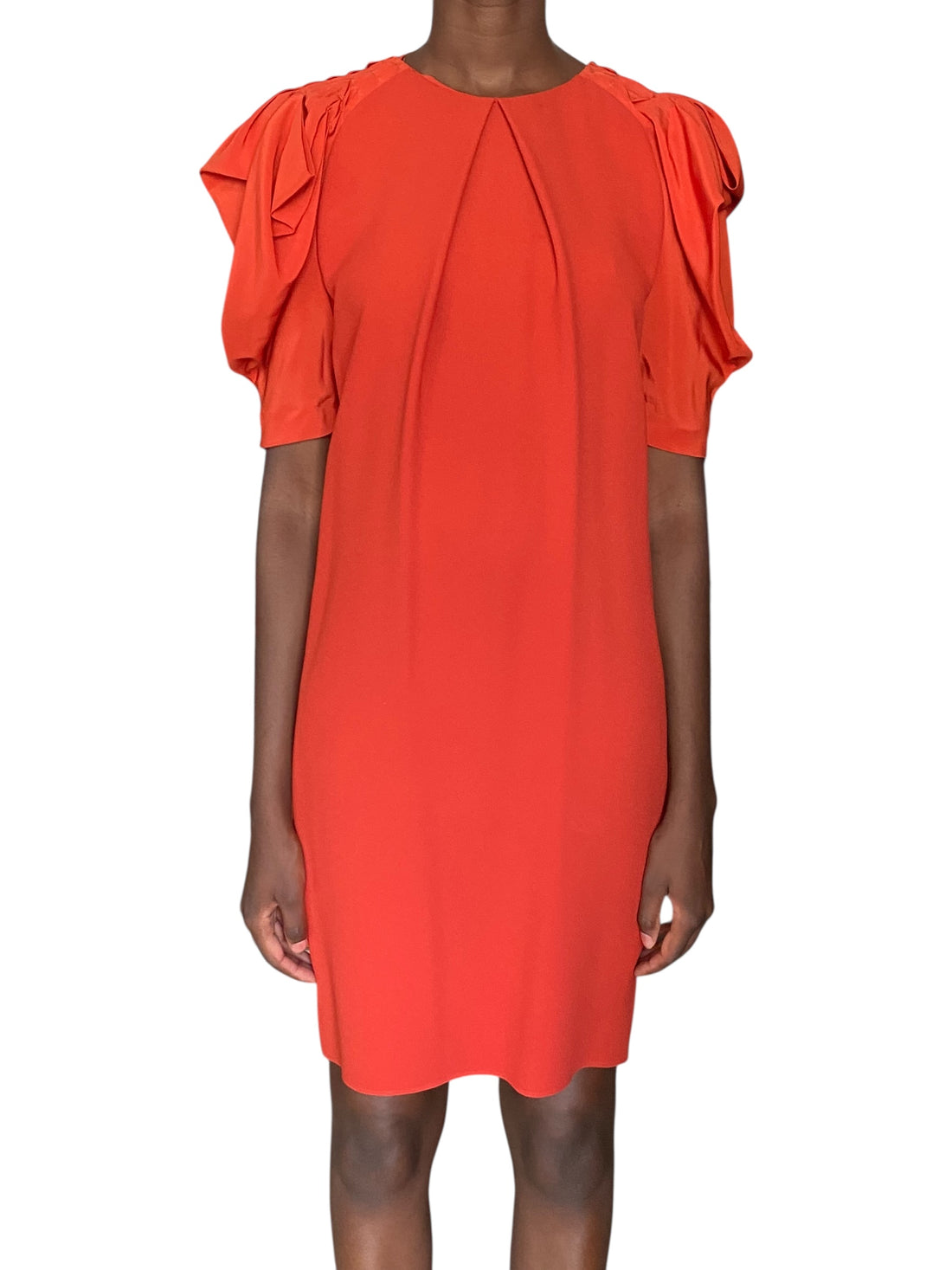 Chloe Orange Ruffle Shift Mini Dress - FR 38