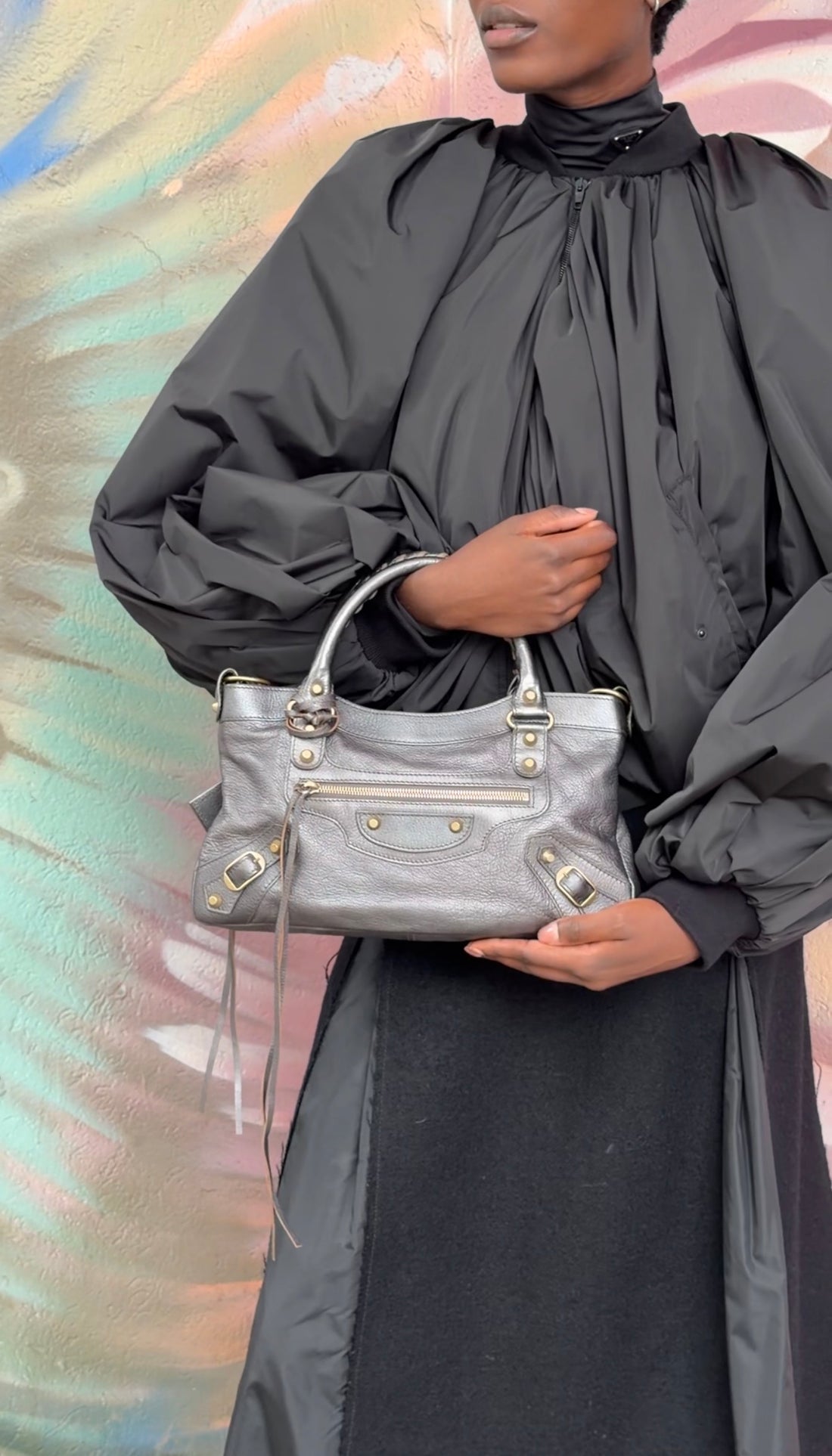 Balenciaga Brown Pewter SS2013 Dark Brown Pewter City The First Bag