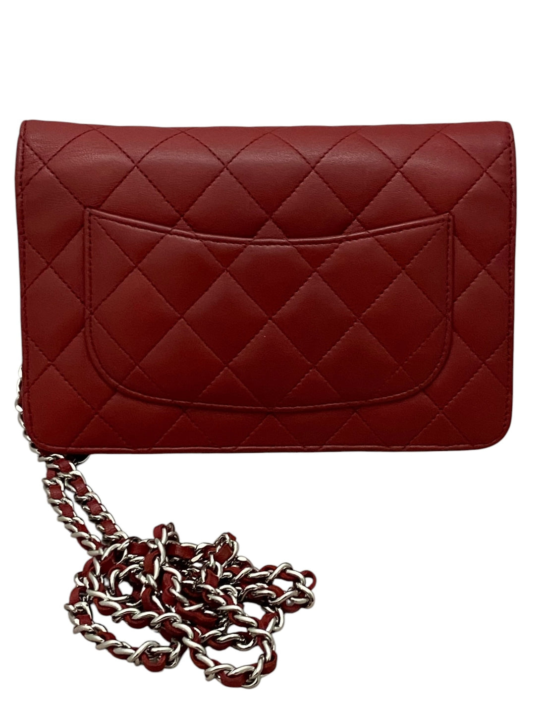 Chanel Dark Red Quilted Classic CC Wallet on Chain SHW