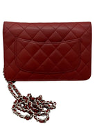 Chanel Dark Red Quilted Classic CC Wallet on Chain SHW