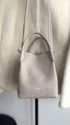 Loro Piana Small Bale Bag Grained Dust Stone Leather