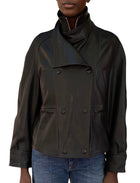 Nour Hammour Black “Thalia”Cropped Leather Bomber Jacket - S / US 4-6