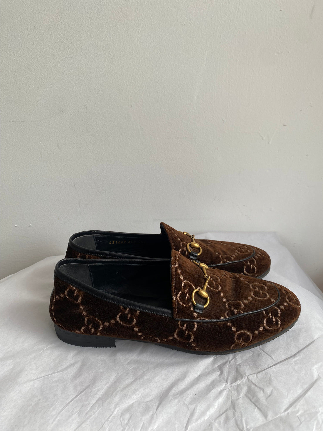 Gucci Brown Velvet Horsebit Loafers