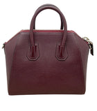 Givenchy Burgundy Grained Calfskin Mini Antigona Two Way Bag