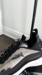 Chanel Black and Grey Felt Trainer Sneakers - 36.5 / 6.5