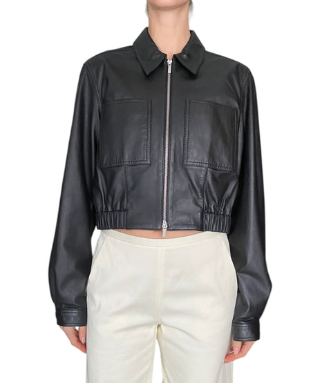 Proenza Schouler Black Cropped Leather Jacket - US 6