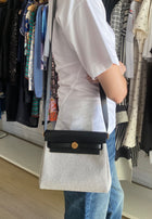 Hermes 2025 Herbag Zip Mini 20 Ecru Black Toile Militaire / Vache Hunter GHW