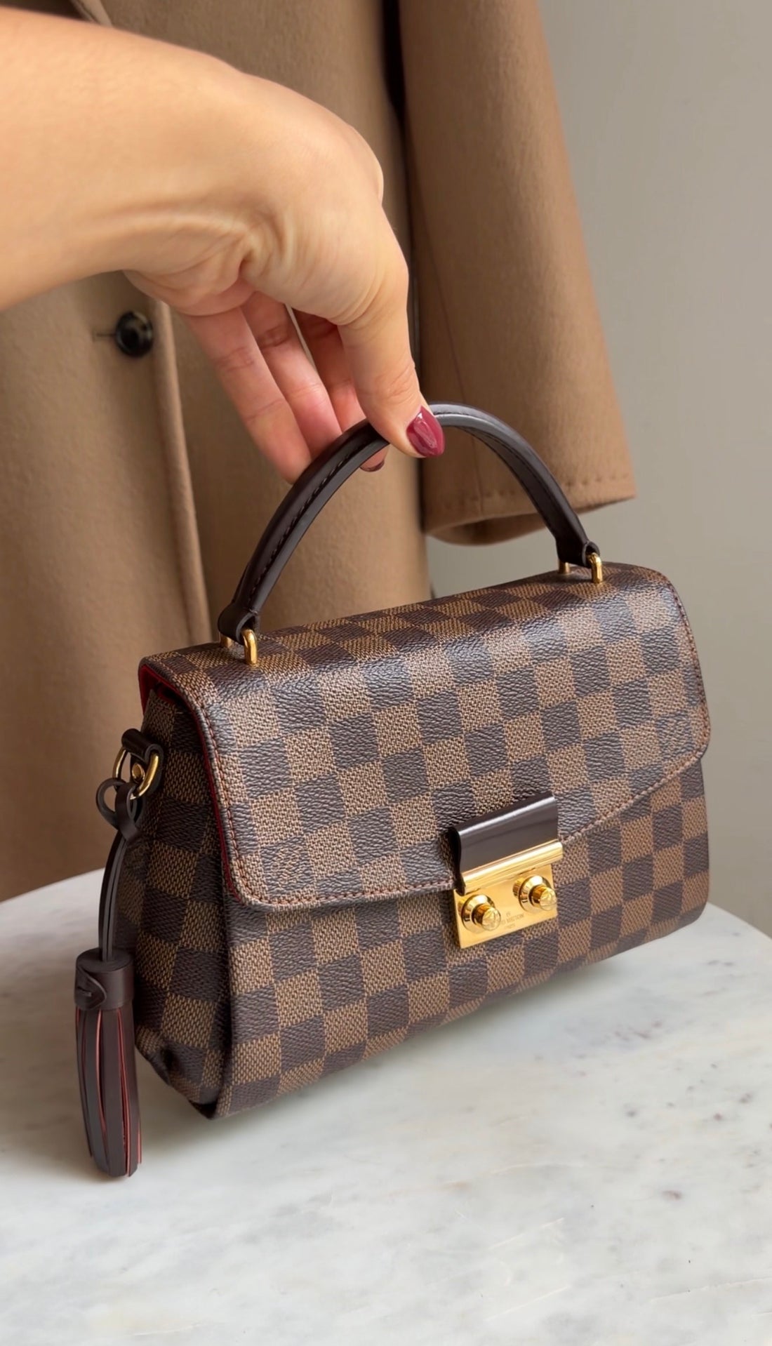 Louis Vuitton Brown Damier Ebene Coated Canvas Croisette Shoulder Bag
