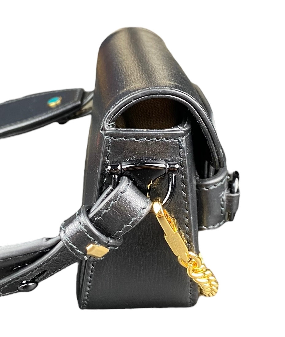 Gucci Black 1995 Horsebit Belt / Mini Wallet Bag