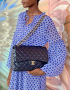 Chanel Midnight Navy Lambskin Jumbo Classic Double Flap Bag GHW