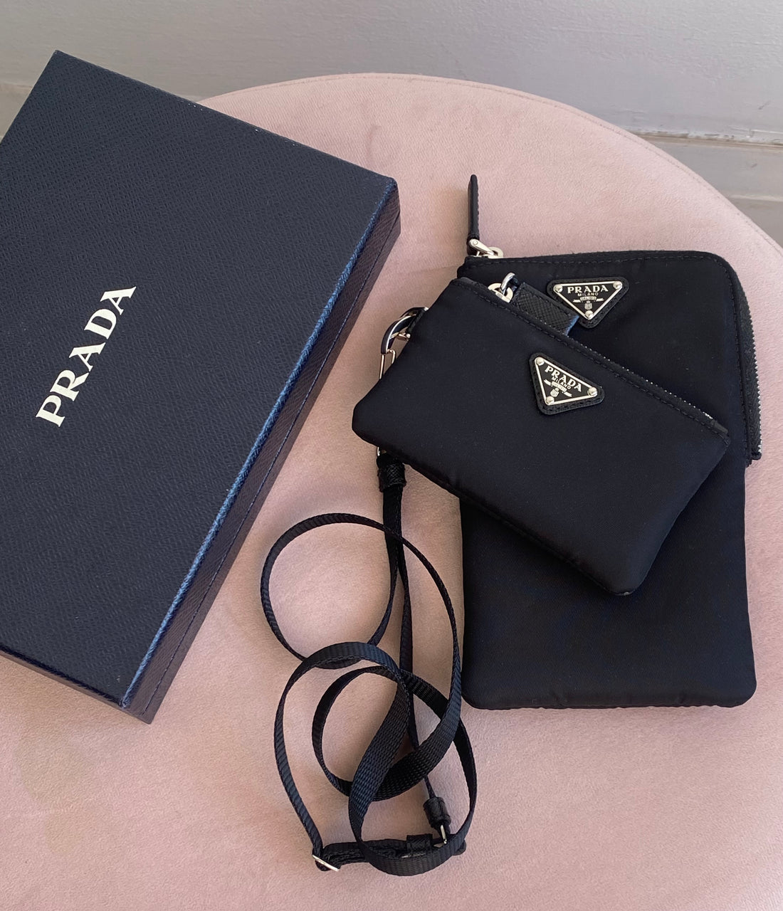 Prada Black Nylon Lanyard Pouch