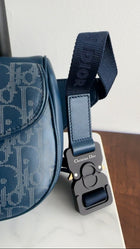 Dior Dark Blue Galaxy Calfskin Oblique World Tour Saddle Belt Bag