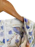 Zimmermann Blue Floral Print Linen Longsleeve Dress - 2 / US 8