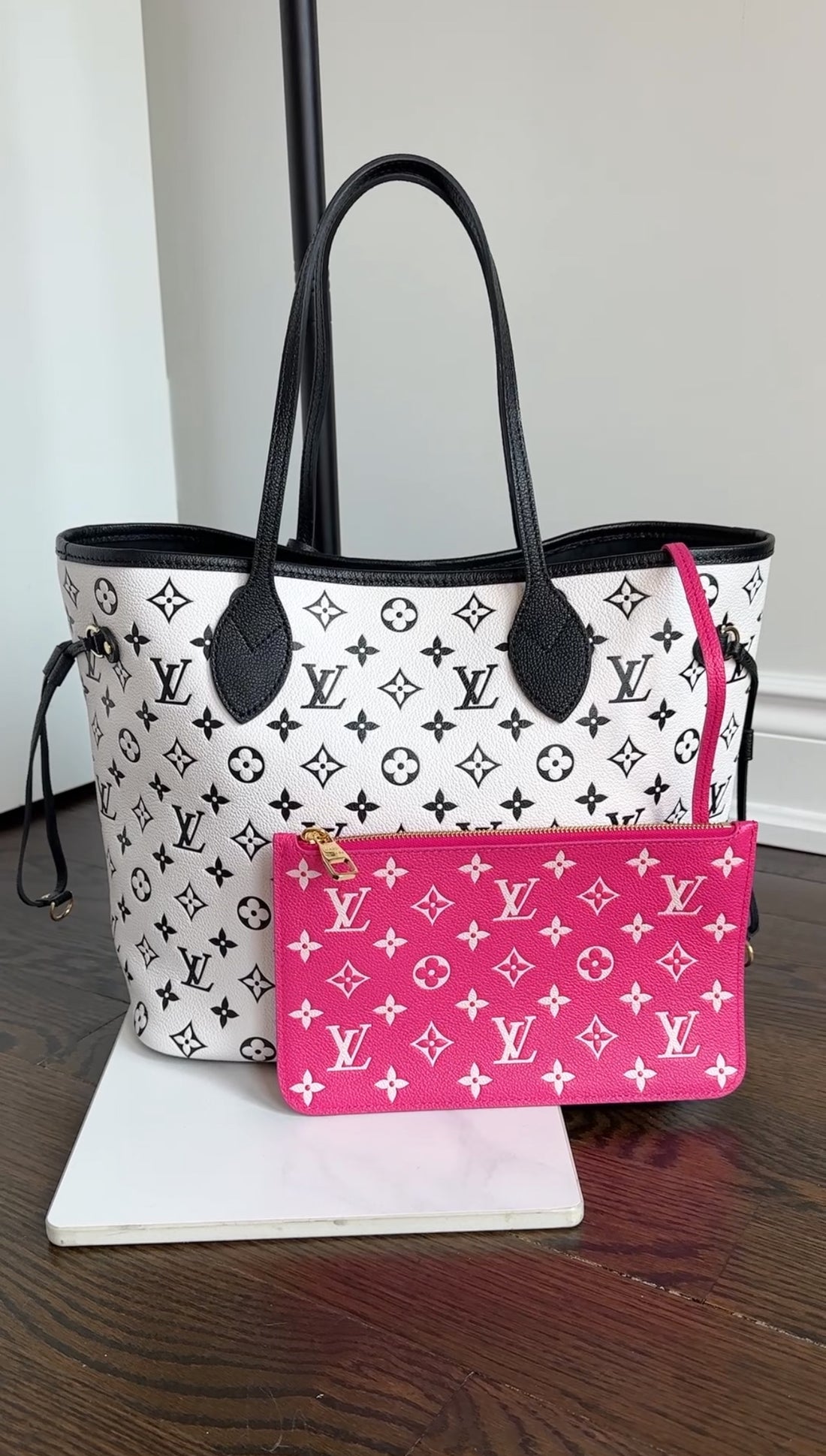 Louis Vuitton Empreinte Spring In The City Neverfull MM Black White Pink