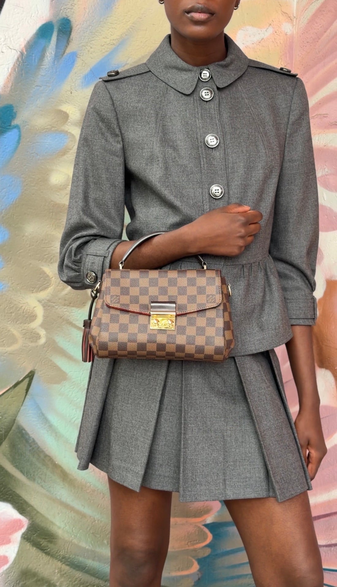 Louis Vuitton Brown Damier Ebene Coated Canvas Croisette Shoulder Bag