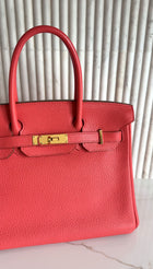Hermes Birkin 30 Taurillon Clemence Leather Pink Rose Jaipur Bag GHW
