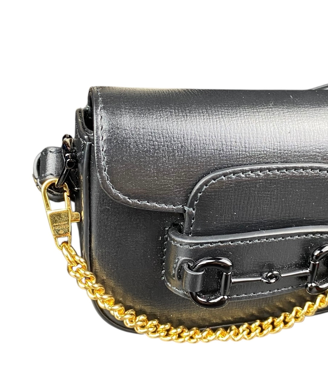 Gucci Black 1995 Horsebit Belt / Mini Wallet Bag