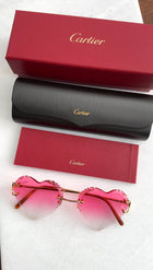 Cartier Pink Rimless Picadilly Heart Sunglasses