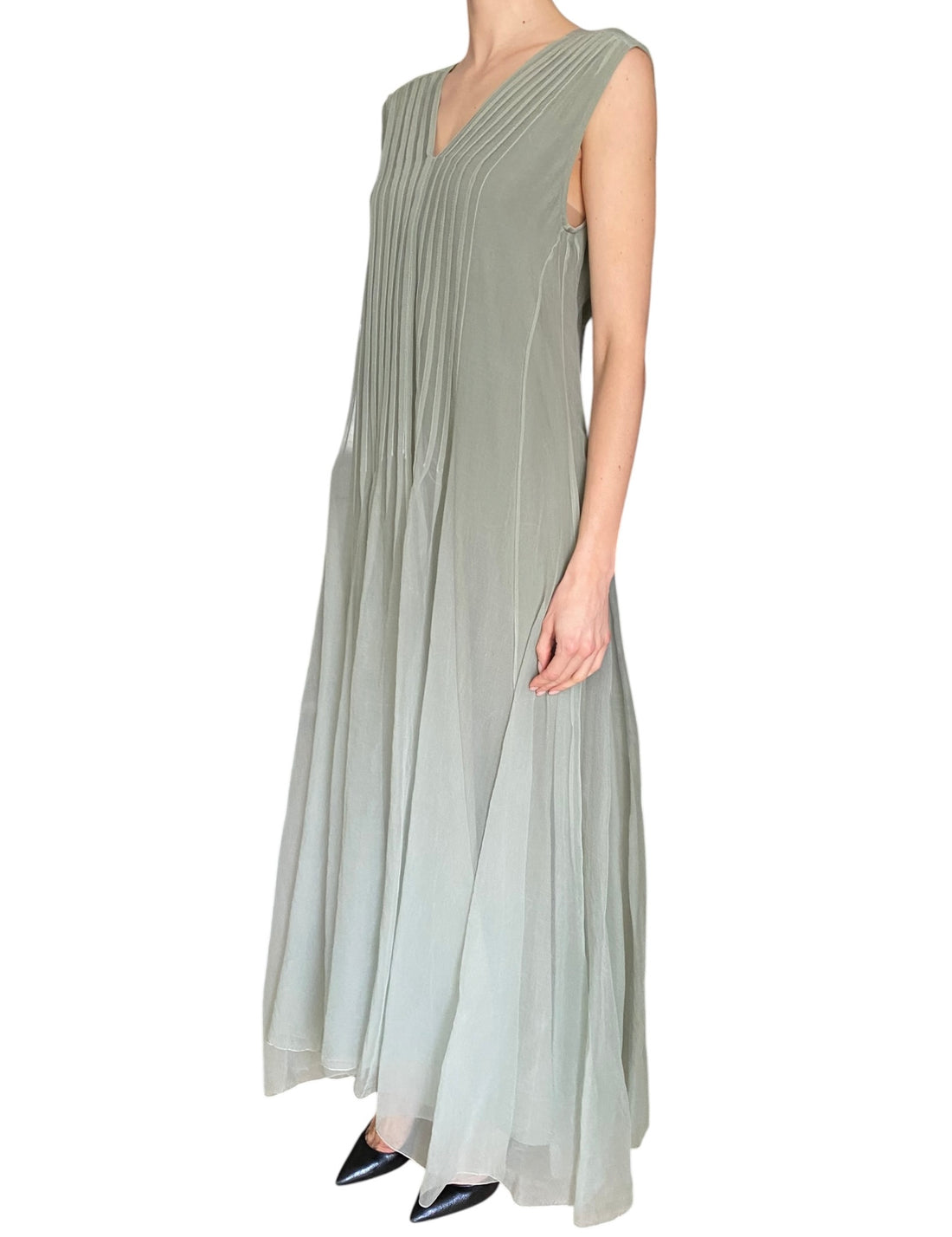 Brunello Cucinelli Sage Green Silk Organza Gown - S / US 4-6