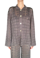 Calle Del Mar Grey Knit Patchwork Long Sleeve Shirt - M