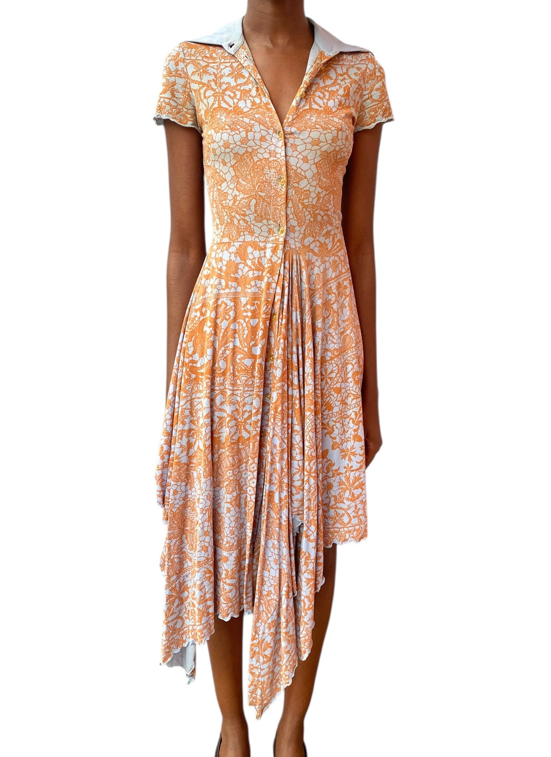 Vivienne Westwood Blue Asymmetrical Print Pleated Dress - XXS