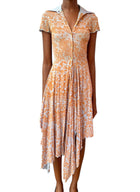 Vivienne Westwood Blue Asymmetrical Print Pleated Dress - XXS