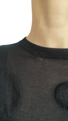 Louis Vuitton Black Cashmere Blend Circle Motif Knit Long Sleeve Top - S