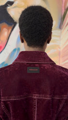 Ferragamo Plum Burgundy Velvet Distressed Jean Jacket - IT 42 / 6