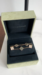 Van Cleef & Arpels 18k Rose Gold 5 Motif Alhambra MOP Diamond Bracelet