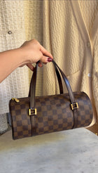 Louis Vuitton Brown Vintage 2005 Damier Ebene Papillon 26 Barrel Bag