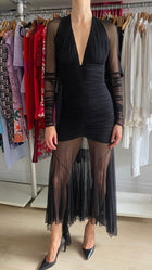 Bluemarine Black Ruched Mesh Long Sleeve Gown - IT 42 / US 6