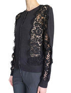 Lanvin Grey Cashmere Lace Panelled Cardigan - XS / US 2-4