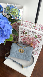Dior Blue Leather Cannage Miss Caro Mini Chain Bag