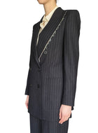 Dries Van Noten Pinstripe Double-Breasted Fringe Detail Blazer - 36 / US 6
