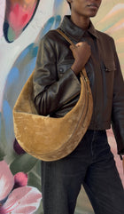 Khaite Brown Suede Leather Augustina Hobo Shoulder Bag