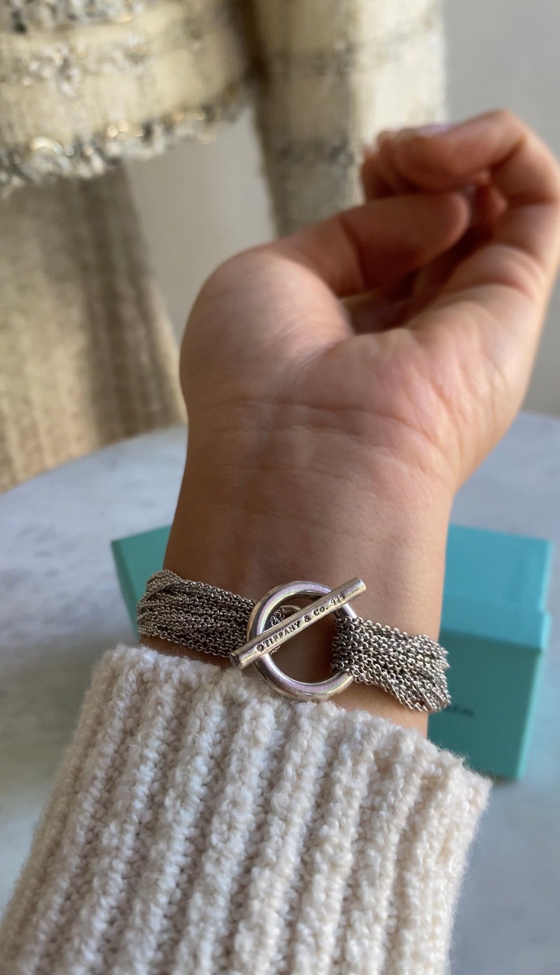 Tiffany & Co. Silver Sterling Silver Multi Strand Toggle Bracelet - 6.5"