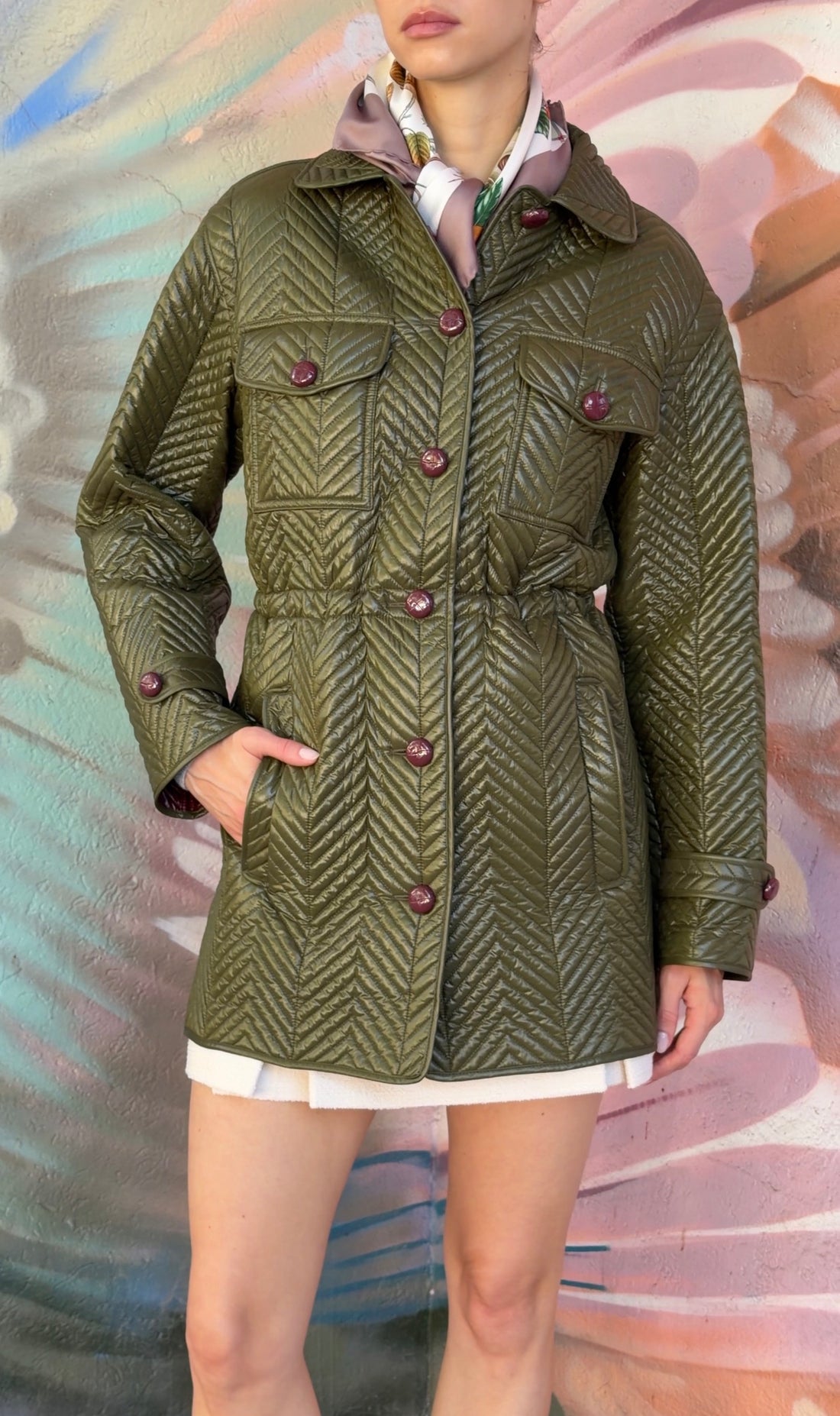 Gucci Nylon Chevron Quilted Shell Jacket - IT 42 / US 6