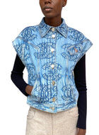 Chanel 24C Denim CC Logo Embroidered Vest - 38 / US 6