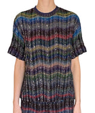 Missoni Multicoloured Sequinned Embellished Chevron Striped Knit Shirt - S / US 4-6