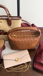 Bottega Veneta Caramel Brown Intrecciato Leather Mini Wallace Bag