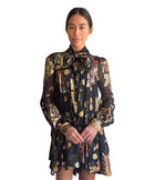 Saint Laurent Black Floral Silk Jacquard Mini Flared Dress - 40 / US 4