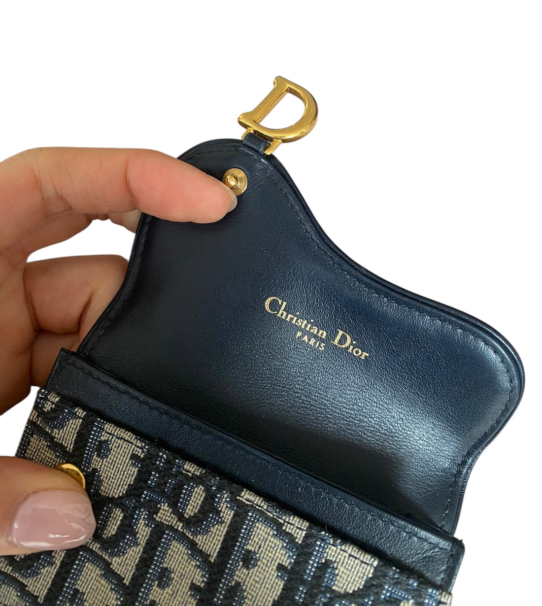 Christian Dior Oblique Canvas Saddle Gusset Card Holder
