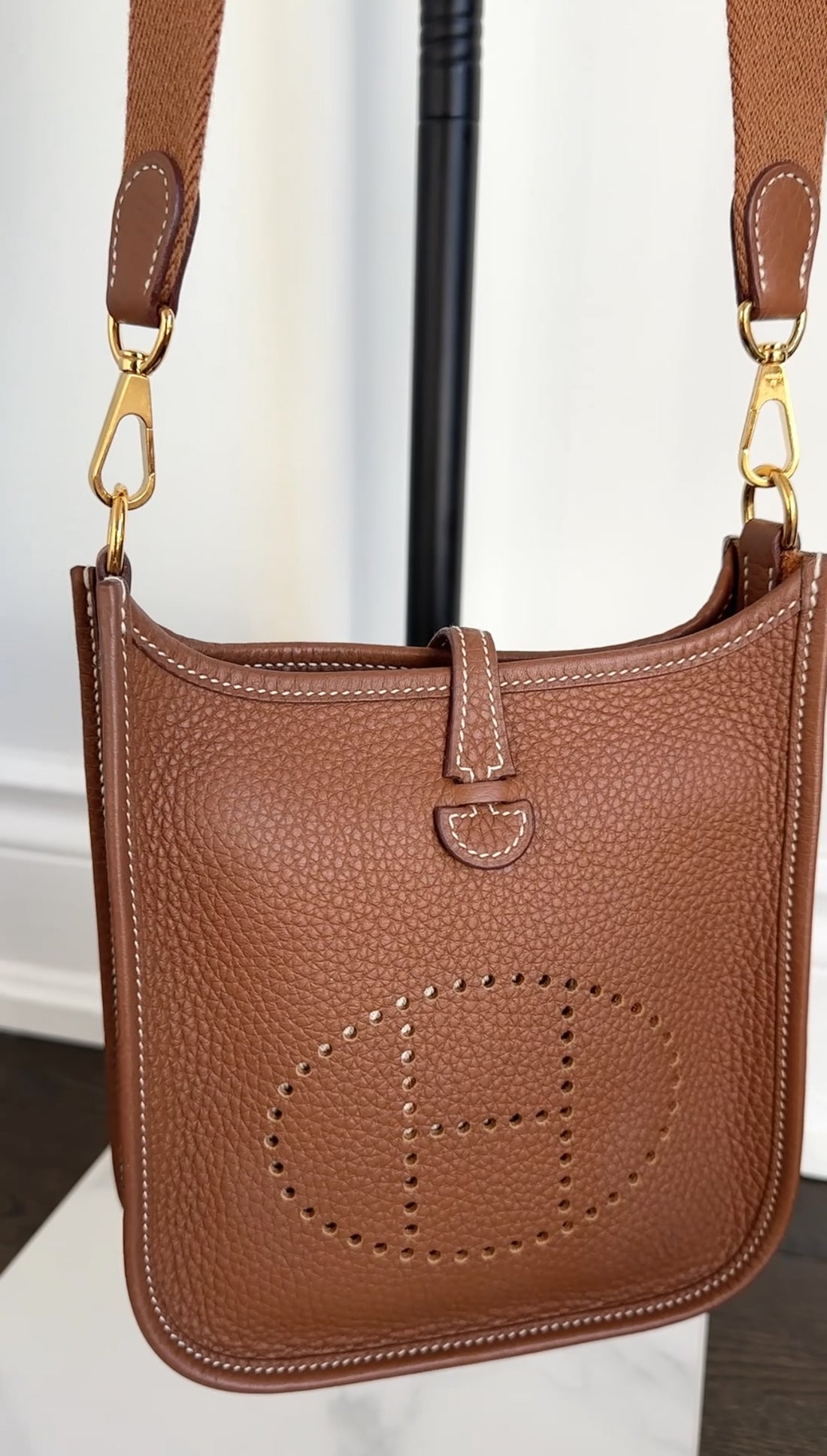 Hermes Gold Clemence Evelyne 16 TPM Crossbody Bag