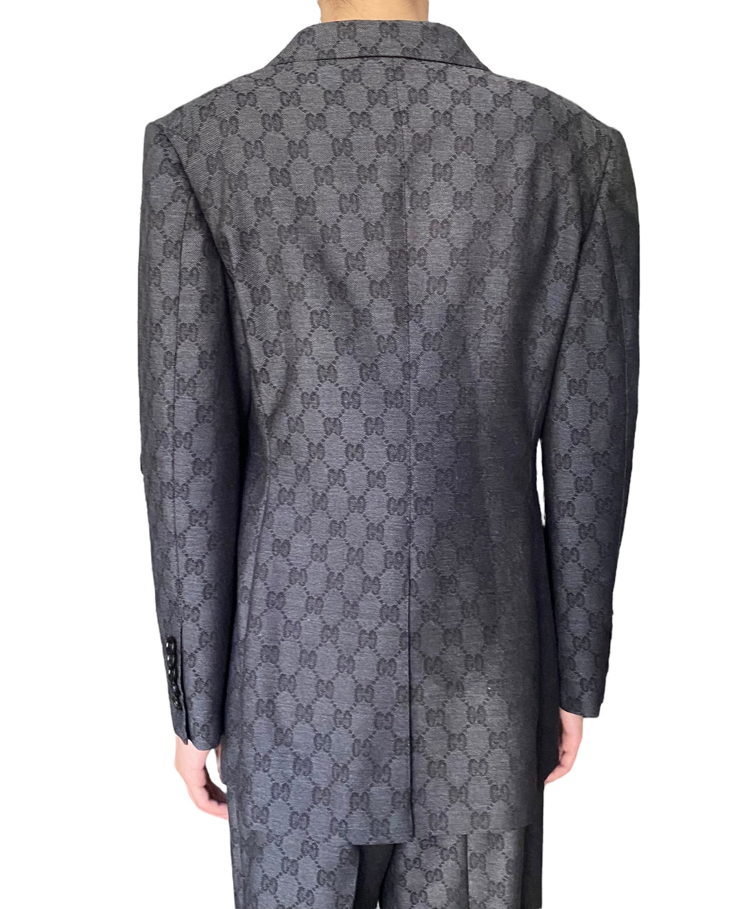 Gucci Grey 2025 Monogram Double Breasted Blazer - 42
