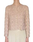 Loro Piana Pink “Verbania” Silk Blend Floral Button Knit Cardigan - S / US 4-6