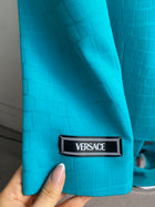 Versace Turquoise Croc Embossed Blazer