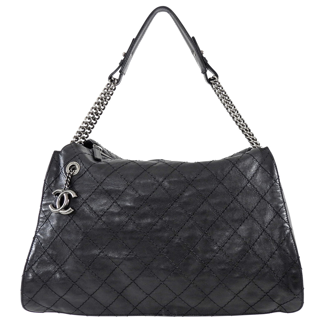 Chanel Black CC Quilted Leather Crave Chain Hobo Bag