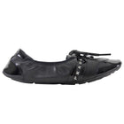 Prada Linea Rossa Black Vintage Patent Calfskin Leather Lace-Up Ballet Flats - 37.5